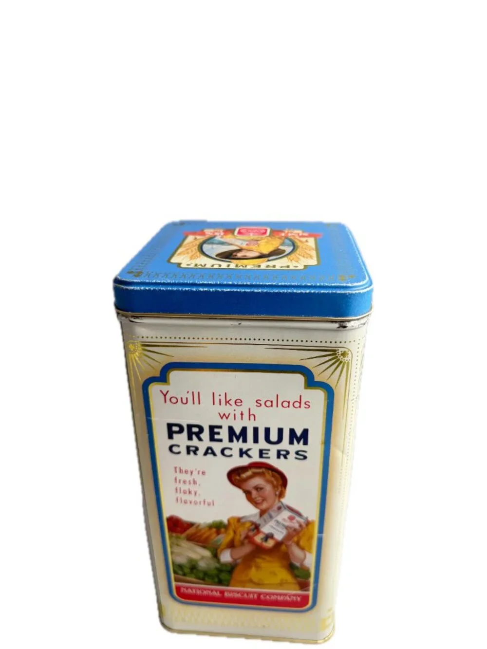 Nabisco Collector's Choice Vintage Premium Crackers Tin Canister Storage Box Lid